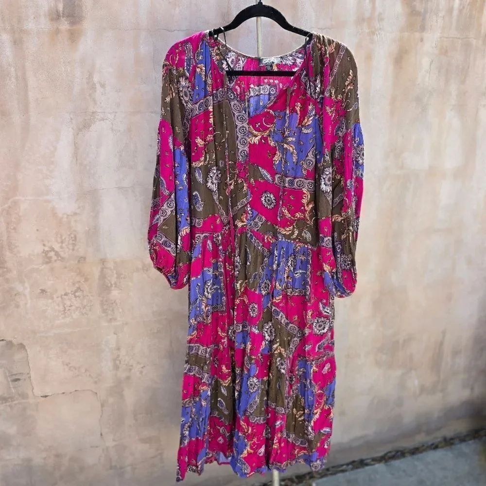 Gigio Boho Tribal  Floral Rayon Dress